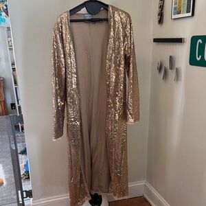 Gold Sequin Long Cardigan
